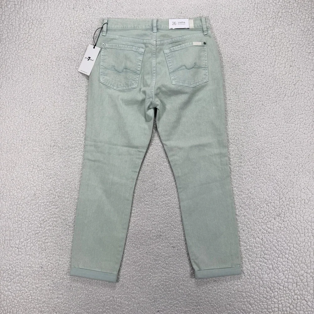 7 For All Mankind Josefina Boyfriend Jeans Womens 26 (28x24.5) Mint Minimalist